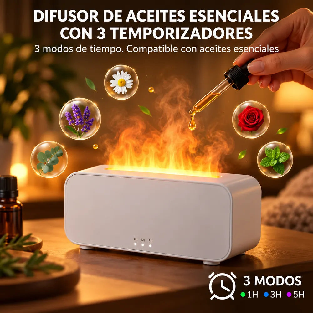 Difusor blanco con 3 modos de temporizador y aceites esenciales