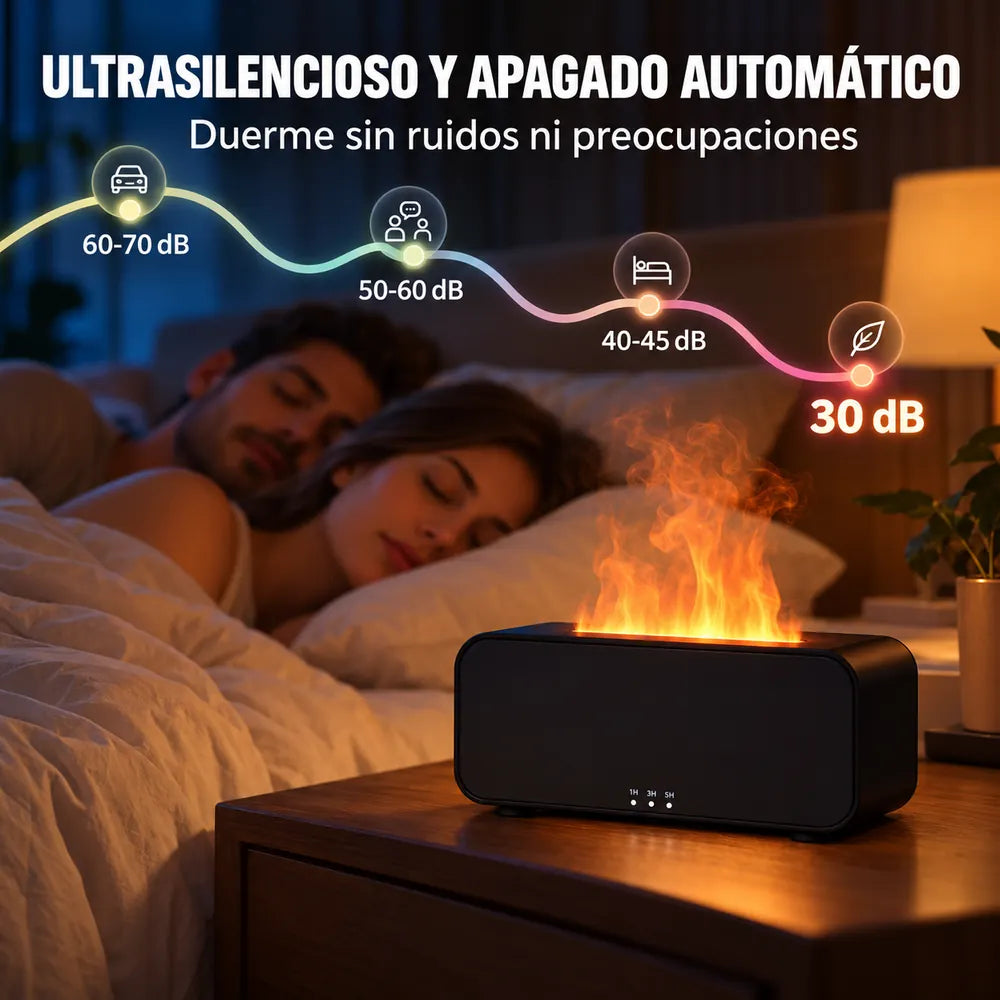 Difusor efecto llama negro con función de apagado automático