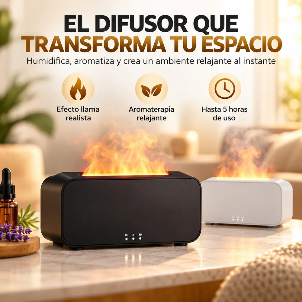 Dos colores disponibles difusor llama negro y blanco